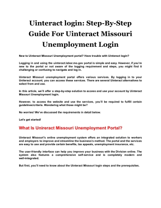 Uinteract login: Step-By-Step Guide For Uinteract Missouri Unemployment Login