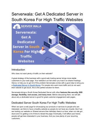 Serverwala_ Get A Dedicated Server in South Korea For High Traffic Websites