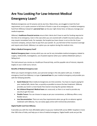 Are You Looking For Low-Interest Medical Emergency Loan-converted