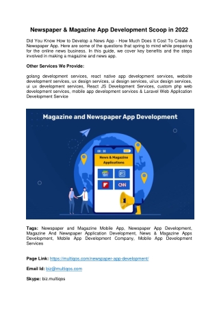The Latest Scoop on Developing a Newspaper and Magazine App Development