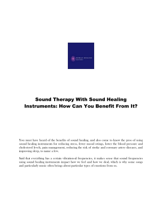 Sound Therapy With Sound Healing Instruments: How Can You Benefit From It?