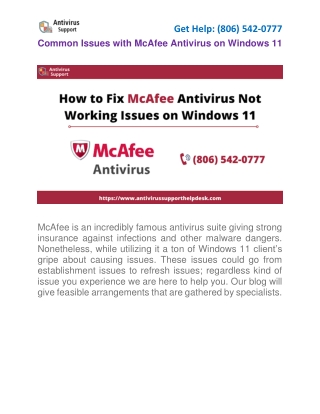 Fixed (806) 542-0777 McAfee Antivirus Common Issues on Windows 11
