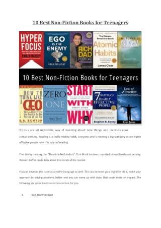10 Best Non-Fiction Books for Teenagers
