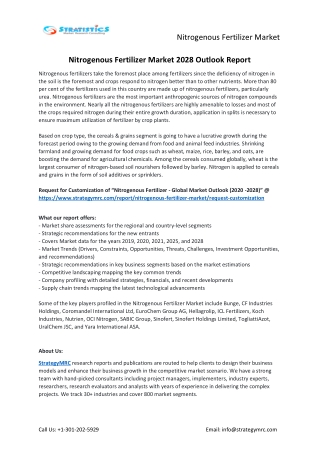 Nitrogenous Fertilizer Market Forecasts to 2028
