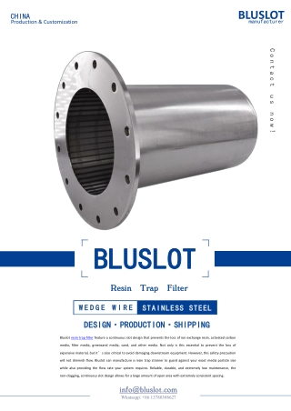 Johnson Screen Resin Trap Filter Supplier - Bluslot