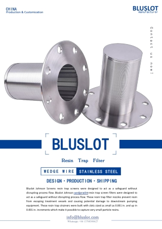 Resin Trap Filter For Anion and cation sewage treatment - Bluslot