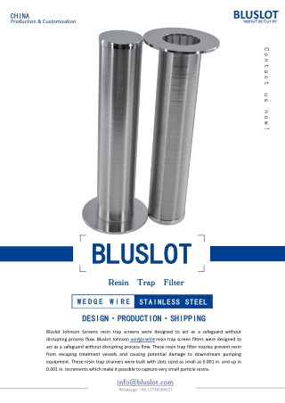 Resin Trap Filter For High-Purity Water System - Bluslot