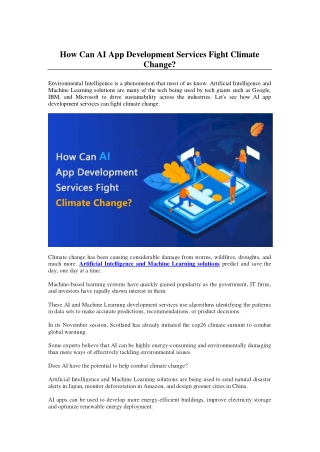 How Can AI App Development Services Fight Climate Change