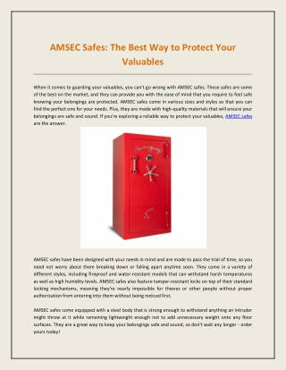 AMSEC Safes: The Best Way to Protect Your Valuables