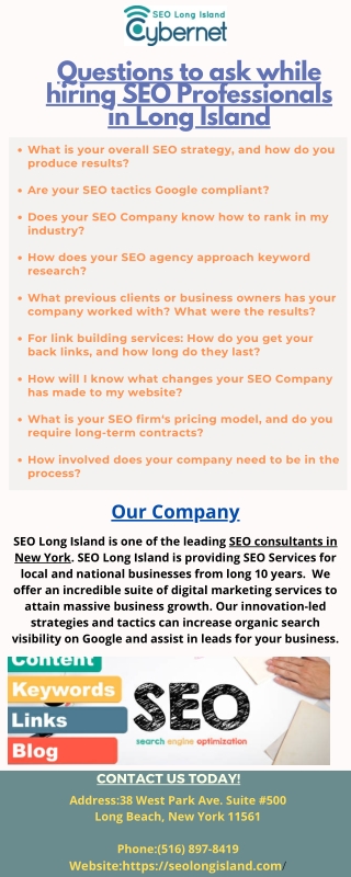 Questions to ask while hiring SEO Professionals in Long Island