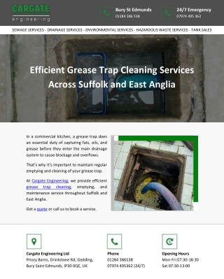 Efficient Grease Trap Cleaning Services Across Suffolk and East Anglia