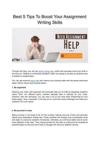 Best 5 Tips To Boost Your Assignment Writing Skills