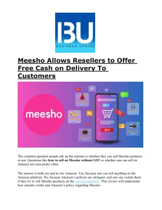 Meesho Allows Resellers to Offer Free Cash on Delivery To Customers