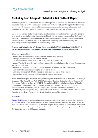 Business Strategies, Revenue and Growth Rate of Global System Integrator Market