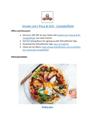 5% off - Smokin Joe's Pizza & Grill Campbellfield Menu, VIC