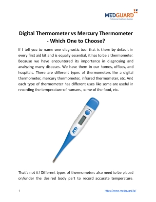 Digital Thermometer vs Mercury Thermometer - Which One to Choose_