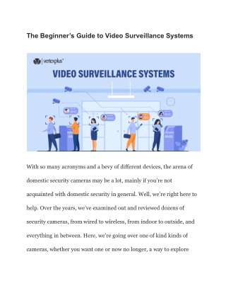 The Beginner’s Guide to Video Surveillance Systems