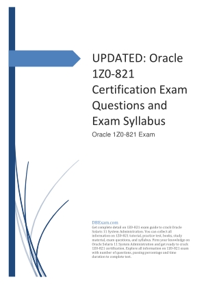 UPDATED: Oracle 1Z0-821 Certification Exam Questions and Exam Syllabus