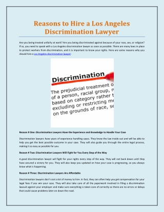 Reasons to Hire a Los Angeles Discrimination Lawyer