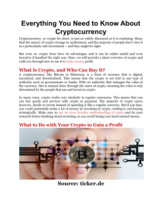 Everything You Need to Know About Cryptocurrency