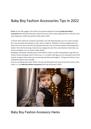Baby Boy Fashion Accessories Tips In 2022