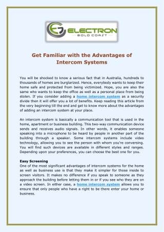 Get Familiar with the Advantages of Intercom Systems