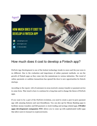 How much does it cost to develop a Fintech app