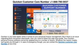 Quicken problems Downloading Bank Transactions  1-888-790-0037