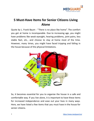 5 Must Have Items for Senior Citizens Living Alone