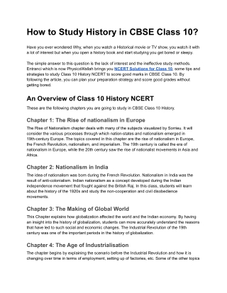 How to Study History in CBSE Class 10