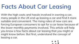 Some Facts About Car Leasing