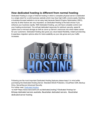 How dedicated hosting is different from normal hosting