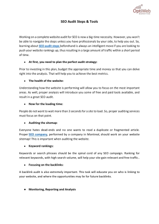 SEO Audit Steps & Tools | Optiweb