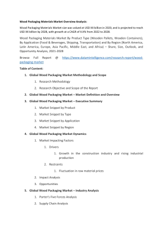Wood Packaging Materials Market Trends Growth Report 2021