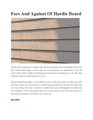Fors And Against Of Hardie Board