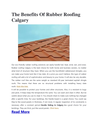 The Benefits Of Rubber Roofing Calgary