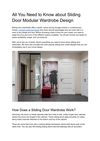 All You Need to Know about Sliding Door Modular Wardrobe Design