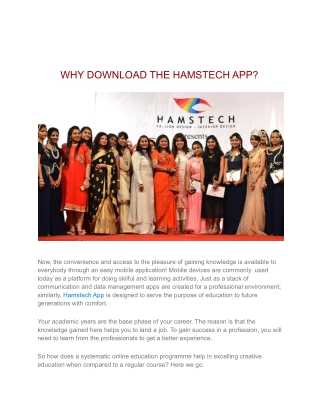 WHY DOWNLOAD THE HAMSTECH APP