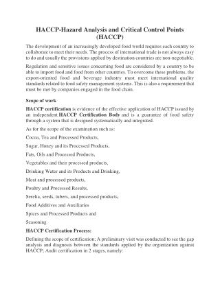 HACCP Certification