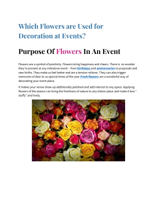 Which Flowers are Used for Decoration at Events?