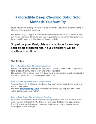 9 Incredible Deep Cleaning Dubai Sofa Methods You Must Try