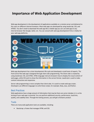 Importance of Web Application Development