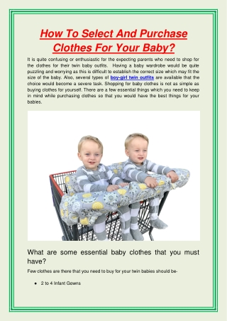 How To Select And Purchase Clothes For Your Baby