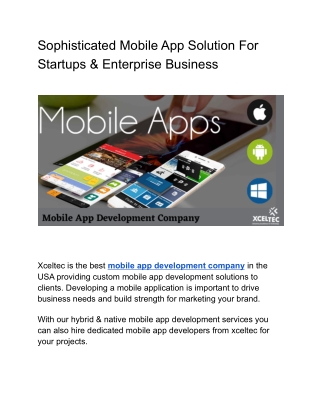 Sophisticated Mobile App Solution For Startups & Enterprise Business