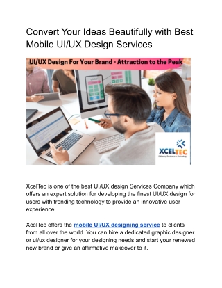 Convert Your Ideas Beautifully with Best Mobile UI/UX Design Services