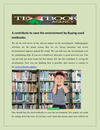 A contribute to save the environment by Buying used textbooks-converted