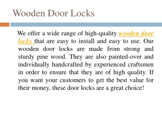 Wooden Door Locks
