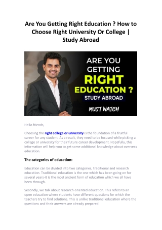 Are You Getting Right Education ? How to Choose Right University Or College | St