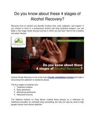 Central Fl Recovery - Do you know about these 4 stages of Alcohol Recovery