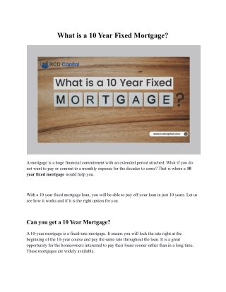 What is a 10 Year Fixed Mortgage?